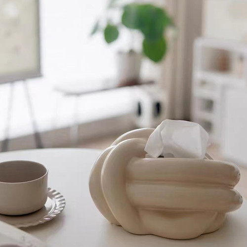 Creative Life Knot Fun Tissue Box Living Room Coffee Table Dining Table Bedroom Ceramic Tissue Box Personalized Cute Home Use