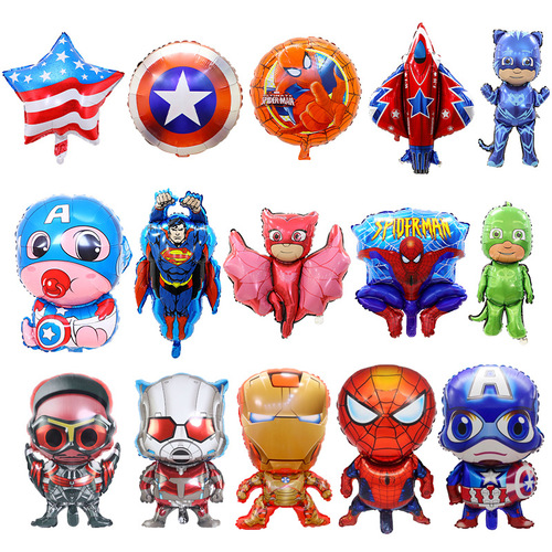 Children's Party Decoration Cartoon Plane Spider-Man Aluminum Film Balloons Captain America Shield Aluminum Foil Balloons Wholesale