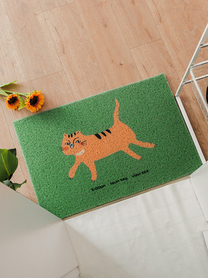 卡通豹猫进门地垫家用刮泥除尘防滑门厅丝圈地毯脚垫原创入户门垫|ms