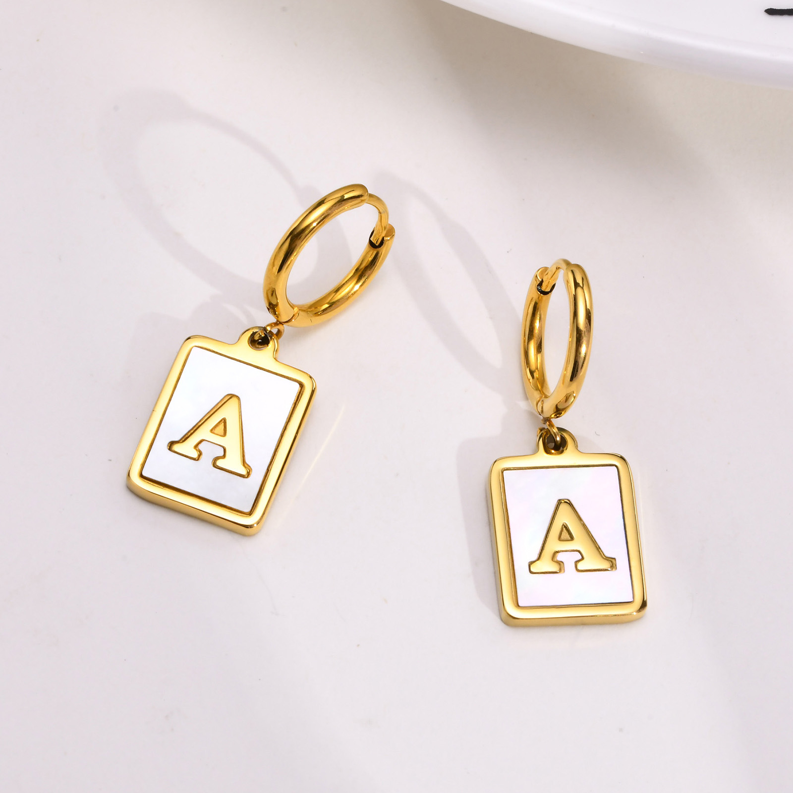 Simple Style Letter Stainless Steel Plating Dangling Earrings 1 Piece