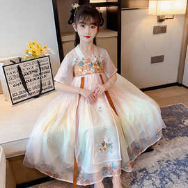 汉服女童夏装2023夏款儿童古装超仙唐装中国风女孩古风连衣裙夏季