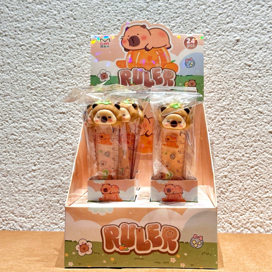 Capibara pegamento suave creativo regla recta de alto valor facial regla de onda hermosa guapo de agua estudiantes de primaria para aprender artículos de papelería