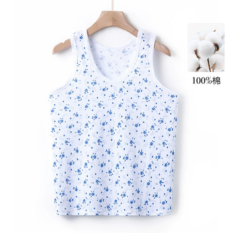 Женская майка для женщин среднего и старшего возраста, большой размер, для мам, пожилых, бабушек, полностью хлопковая, без рукавов, с широкими плечами, летний тонкий топ