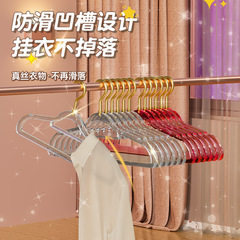 透明なネットの赤いハンガーの洋服の店のハンガーの滑り止めの無痕のアンドロメダの風の服は婦人服を支えて軽くて豪華な物干しを支えてハンガーを干します。