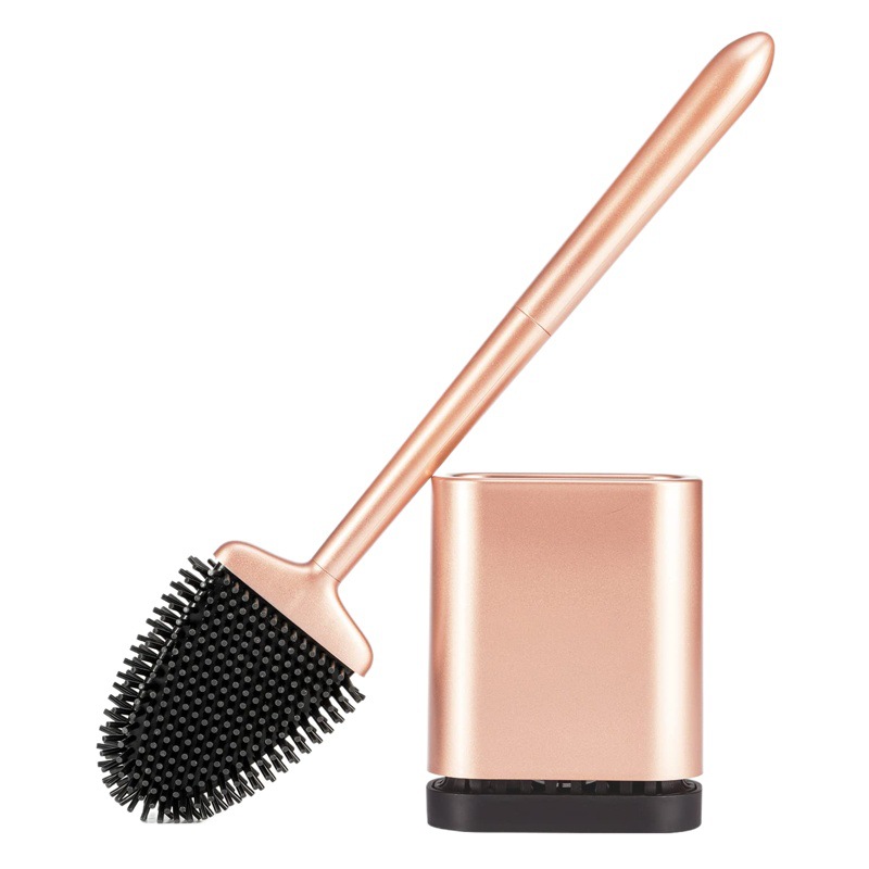 Fábrica personalizada de silicona montada en la pared no muerta ángulo de limpieza mango largo cepillo de pegamento flexible cabeza traje de limpieza de inodoro cepillo de inodoro