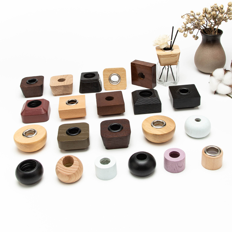 Tapa de perfume de madera maciza, tapa esférica hueca irregular, difusor de incienso sin llama, tapa de botella de 28 y 20 hilos, botella de vidrio, madera.