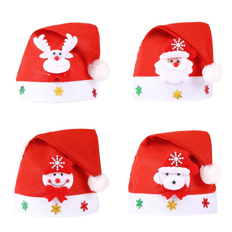 Sombreros de Navidad de dibujos animados con luces rojas, sombreros de Navidad para niños, regalos de Navidad, decoraciones de Navidad al por mayor