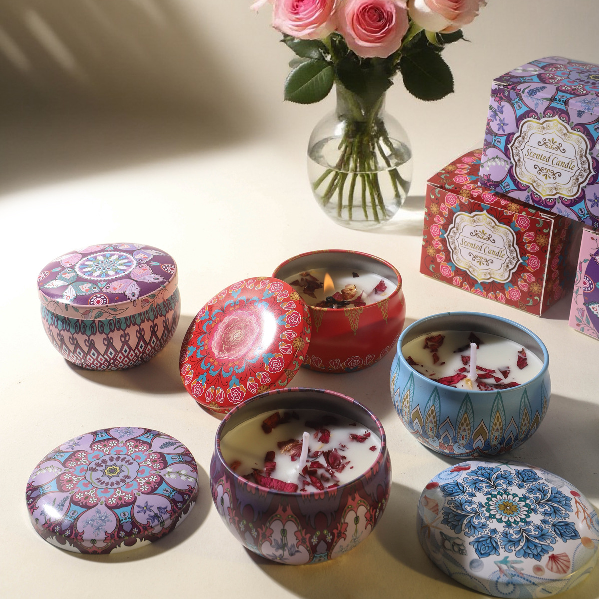 Vegetación transfronteriza cera de soja flores secas cera de cera de flores de boda regalos de cumpleaños flores aromáticas velas de aroma