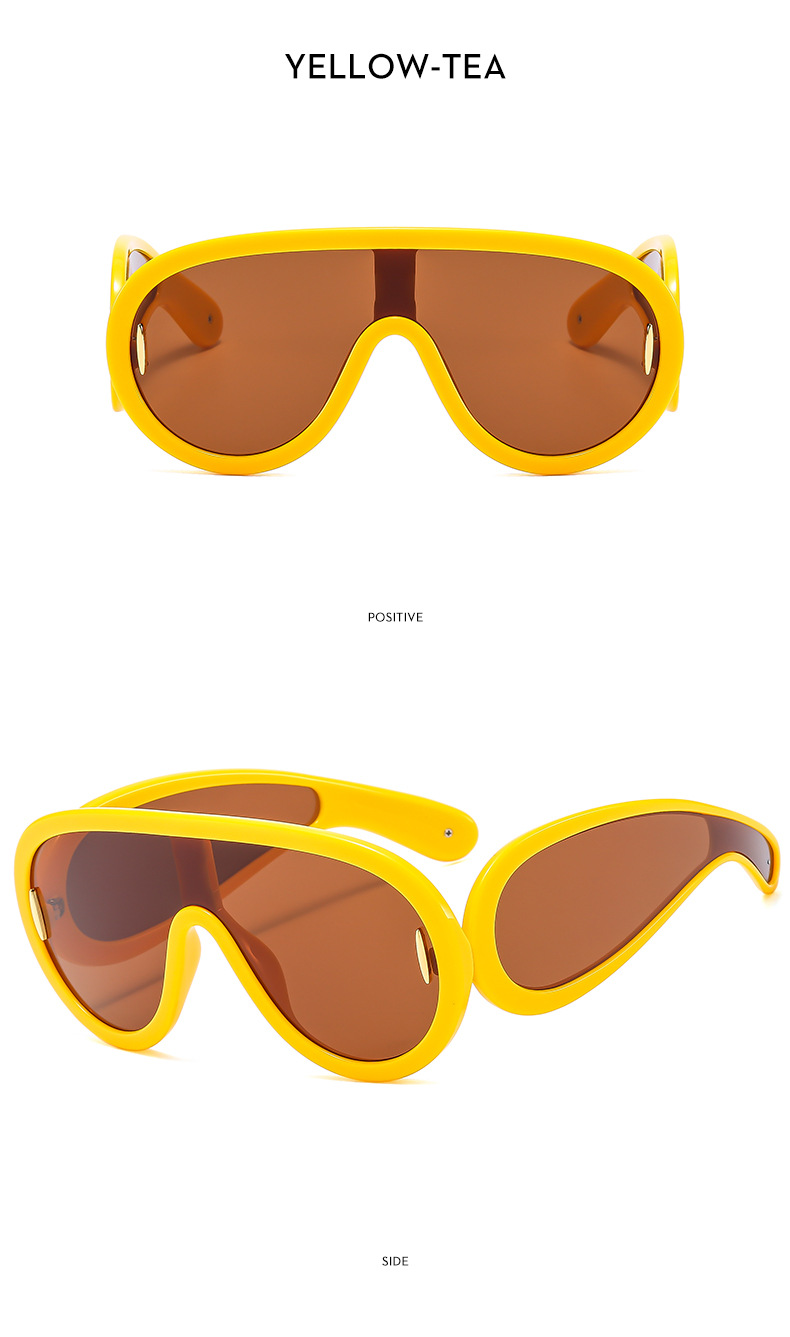 New large frame integrated lens fashionable punk futuristic sunglasses, ins sunglasses_voghion.com