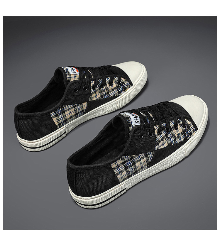 European canvas shoes men's low-top summer breathable 2023 new light luxury casual shoes trendy versatile plaid board shoes_voghion.com