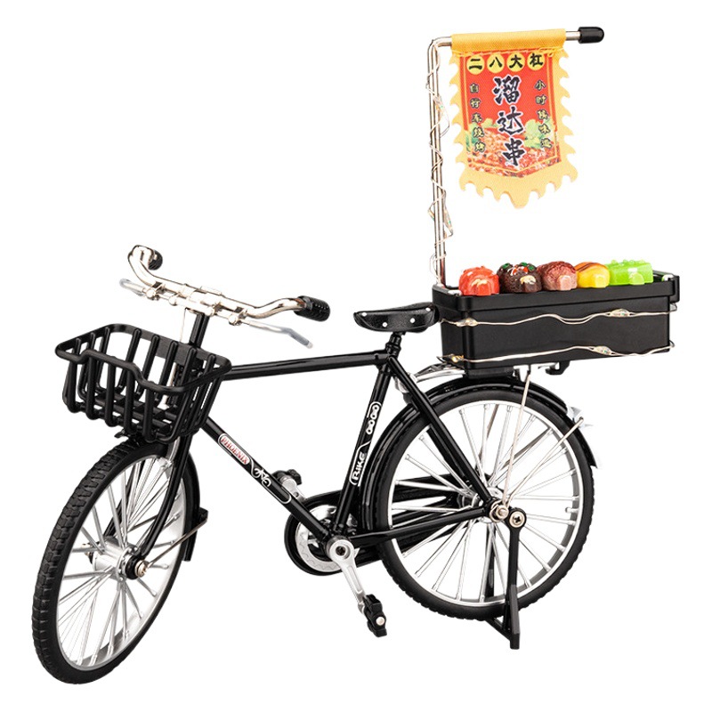 Jiaye aleación 1:10 28 bares mercado nocturno barbacoa bicicleta con luz coche de juguete modelo deslizante adornos
