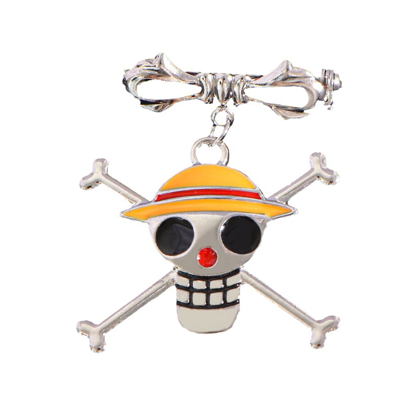 Decoraciones de aleación periférica de una pieza, sombrero de paja, calavera, broche de camino, colgante, llavero, collar, accesorios de ropa