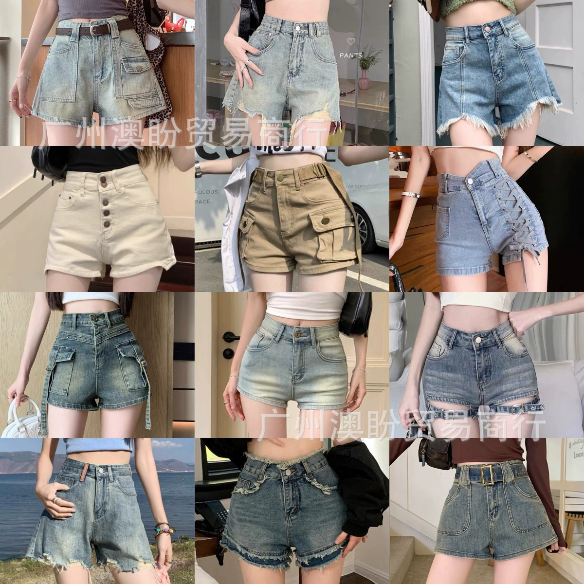 Карманный дизайн джинсовые шорты женский летний новый стиль с высокой талией свободная кисточка широкие брюки дикие горячие брюки