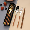 Handheld tableware stainless steel, set, chopsticks, new collection, 3 piece set