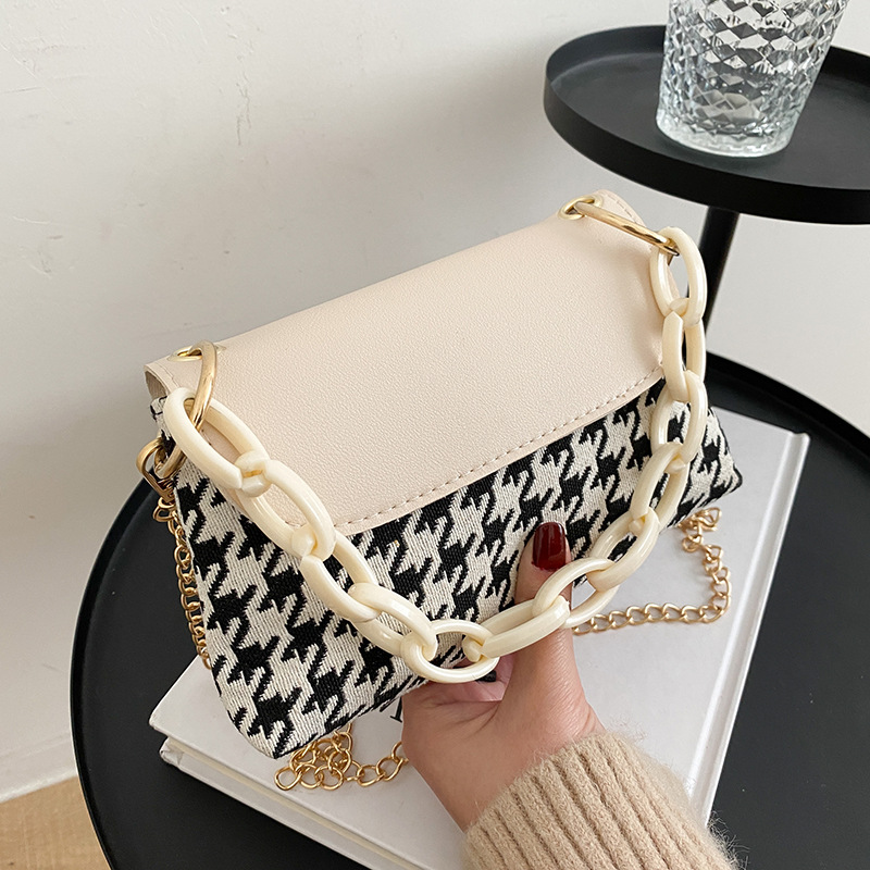 ins fashion small bag women's bag 2021 new shoulder bag houndstooth crossbody underarm bag