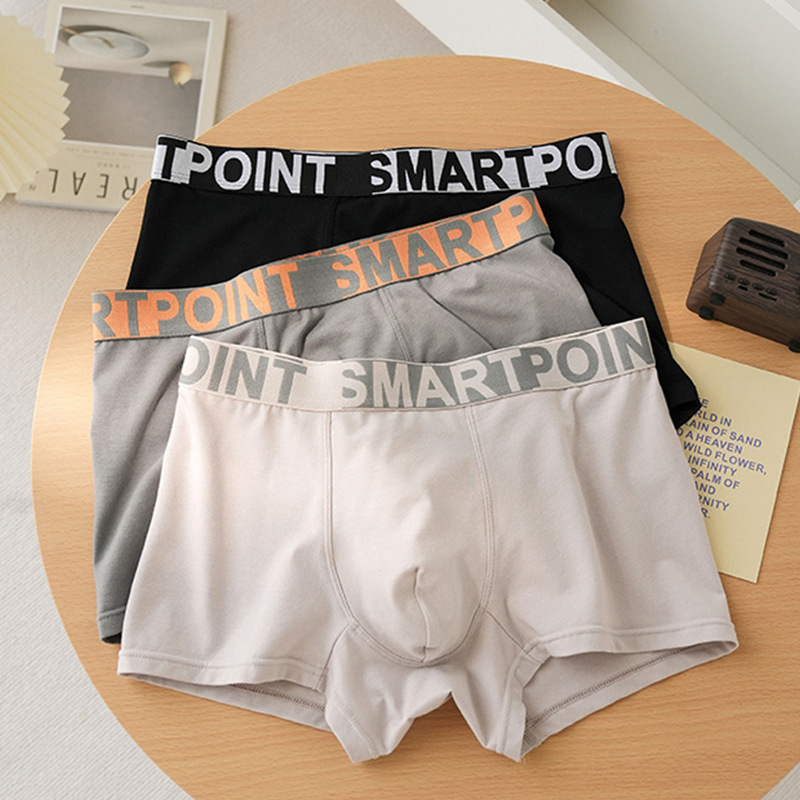 Calzoncillos bóxer de cintura media para hombre, shorts de cuatro esquinas, ropa interior juvenil para todas las estaciones, elegante, cómoda, deportiva, ropa interior masculina de puro algodón.