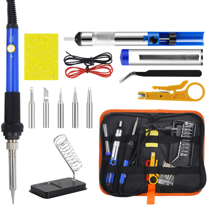 Soldador Eléctrico de Temperatura Ajustable Transfronterizo de 60W, Pluma de Soldar para Reparaciones Domésticas, Estándar Europeo 220V, Kit de Herramientas de Soldadura