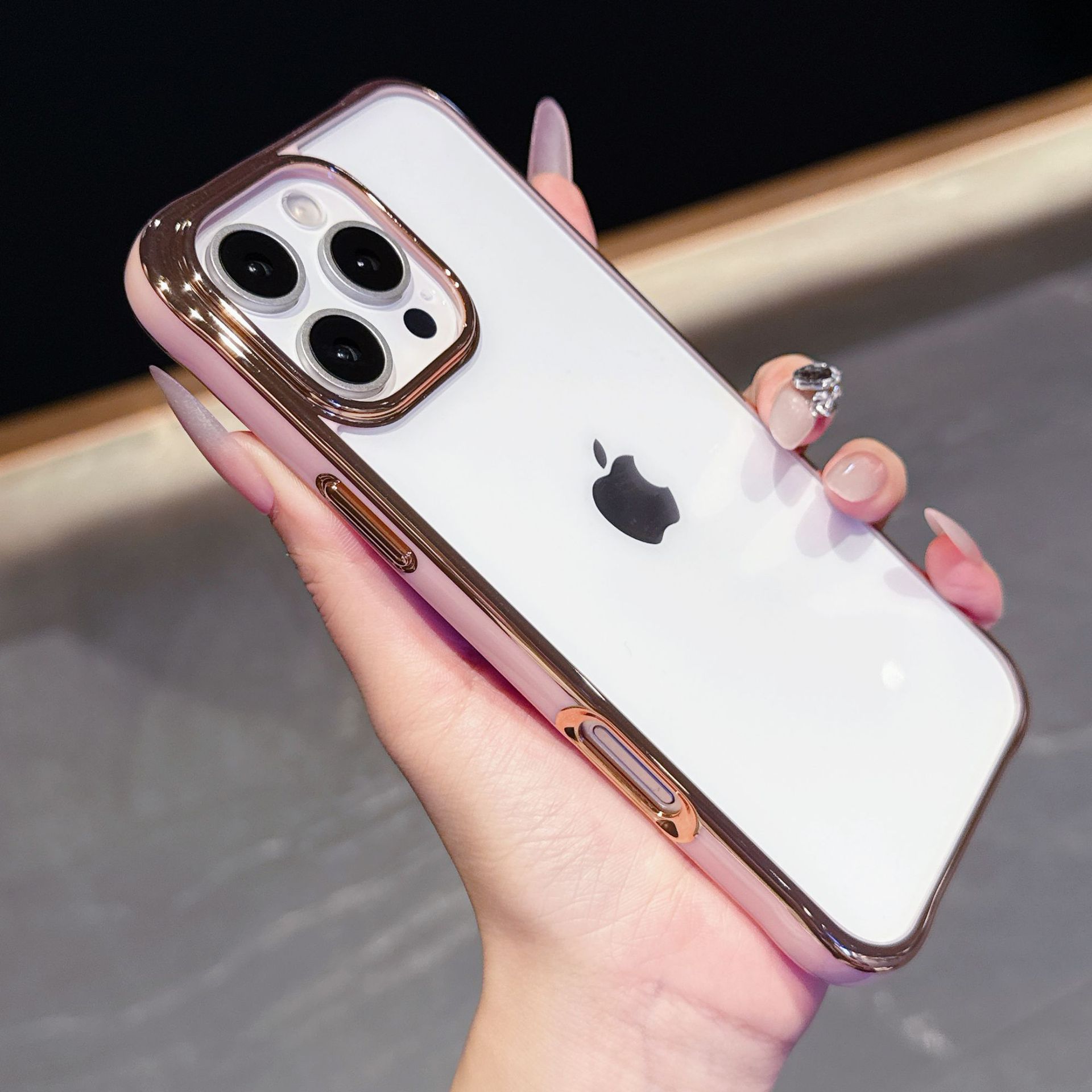 Acrílico transparente galvanizado de dos colores para Apple iphone 17 caso de teléfono 16 cuatro esquinas 15 cubierta 14