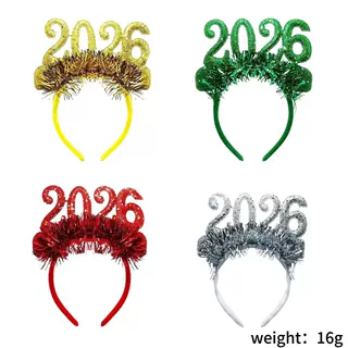 新年2026跨年发箍派对狂欢闪粉彩色头饰数字圣诞氛围跨境亚马逊热