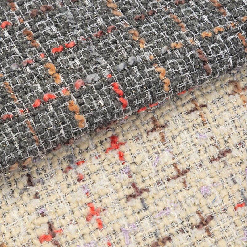 23 autumn and winter coarse woven tweed Chanel style fabric plain woven cashmere woolen suit coat fabric