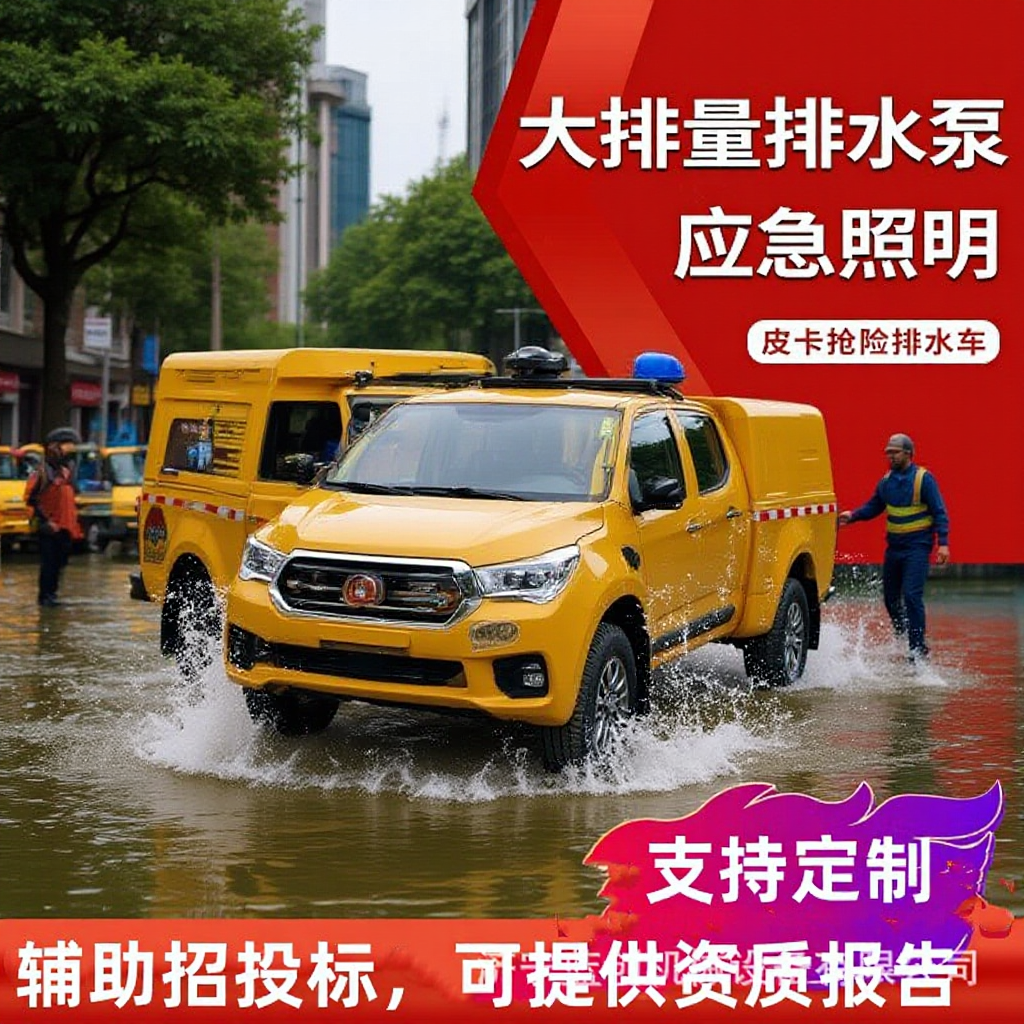 Pickup Truck Drainage Rescue Vehicle Municipal Flood Prevention Emergency Rescue Double-Row Engineering Blue Plate Power Generation Drainage Pump Truck