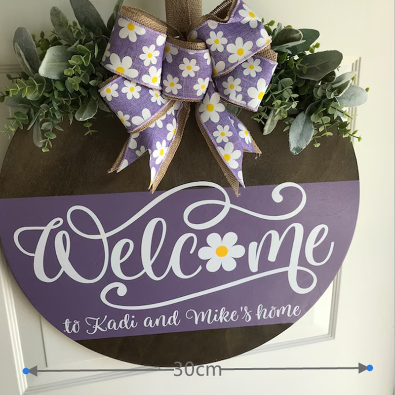 Wooden Welcome Sign Farmhouse Porch Wreath Thanksgiving Day Wooden Hanging Welcome Wooden Sign Decoration Front Door Sign