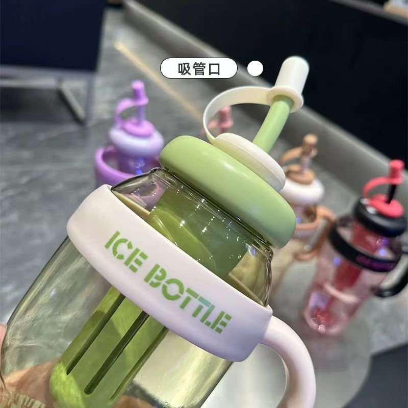 1350ML新款巨无霸夏季手柄塑料杯可爱大容量冰霸杯吸管杯杯子户外|undefined