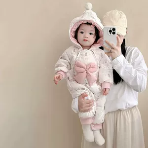 Милое модное боди для новорожденных для девочек, детский зимний пуховик для выхода на улицу