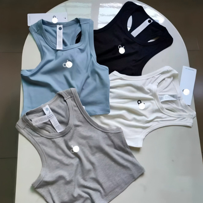 In-stock yoga women's ribbed round-neck sports vest, skin-friendly, breathable, sleeveless, short yoga top In-stock yoga women's ribbed round-neck sports vest, skin-friendly, breathable, sleeveless, short yoga top