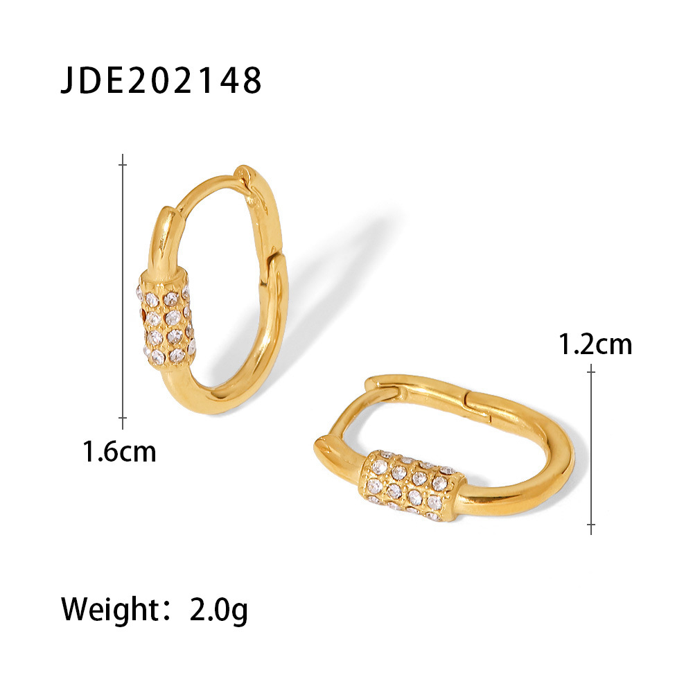 Fashion Geometric Stainless Steel Earrings Plating Zircon Stainless Steel Earrings