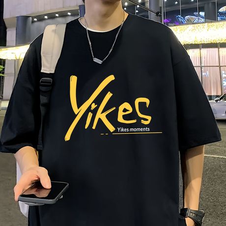 短袖T恤男重磅纯棉夏季潮牌ins印花上衣宽松圆领半袖体恤男装衣服