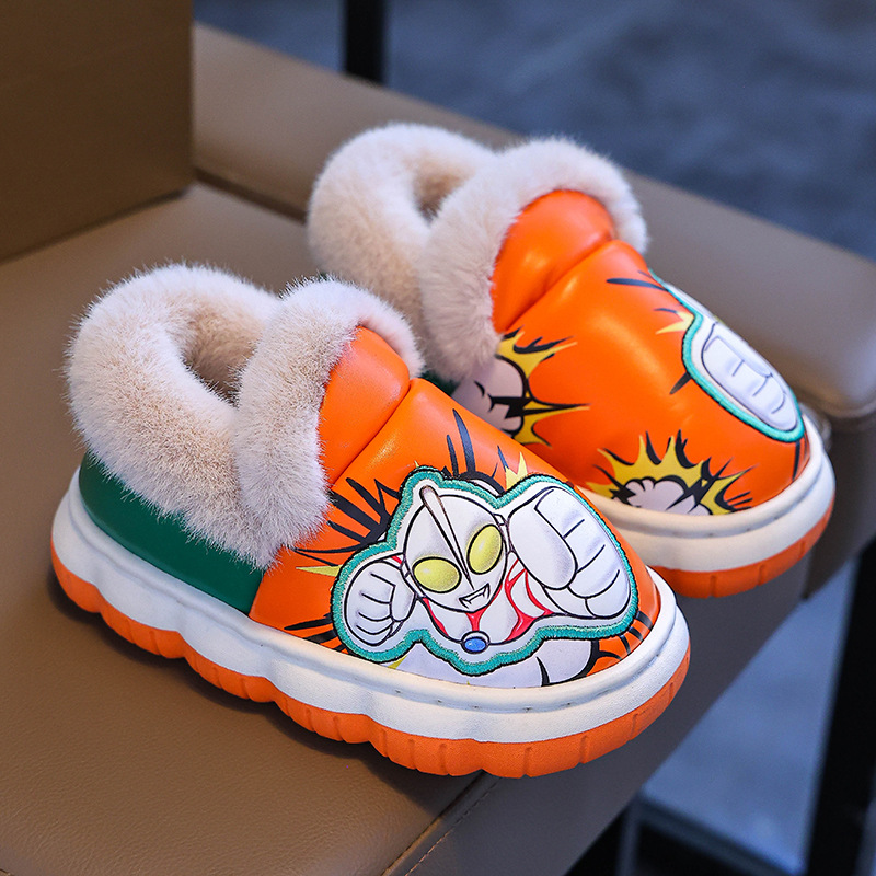 Altman zapatillas de algodón de invierno para niños calientes PU impermeable para niños grandes bolsas de bebé de tacones de algodón de lana