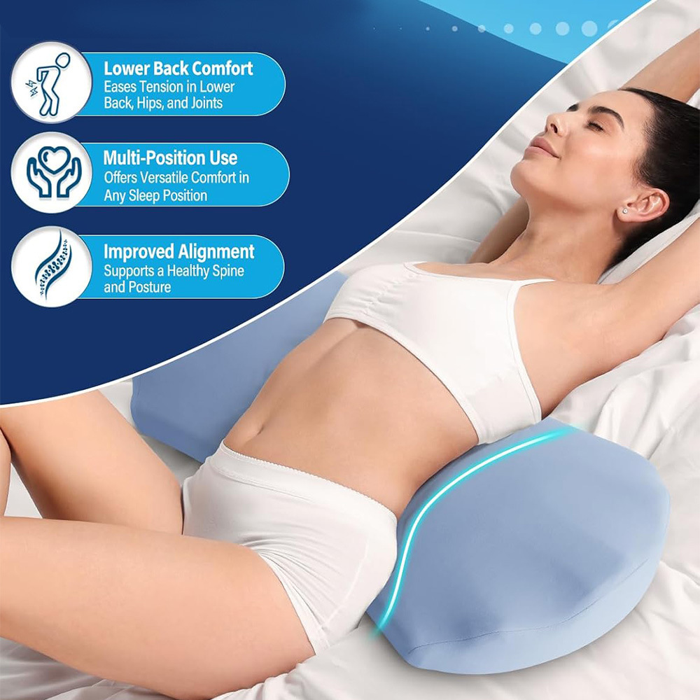 Cross-Border Memory Foam Lumbar Pillow Bed Sleep Back Cushion Lumbar Spine Cushion Pregnant Women Sleeping Waist Pillow Lumbar Cushion Home Pillow
