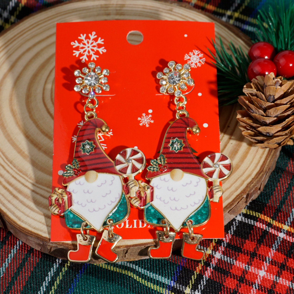 30g Weight Iron Ear Needle Material Drop Earrings Classification 1 Pair Quantity Party, Festival Occasion Alloy Material Christmas Festival Christmas Tree, Santa Claus, Snowflake Pattern Women's Gender IG Style Style 1 Pair Christmas IG Style Christmas Tree Santa Claus Snowflake Alloy Drop Earrings 22