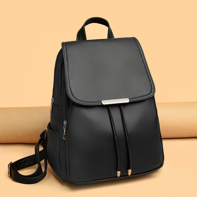 Shoulder bag backpack, genuine leather 2022 collection, compact flap design, adjustable straps
