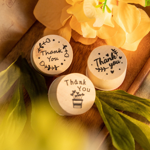 Retro Thank You Thank You Seal Flower Plant Round Seal DIY Creative Handbook Decorative Stamp 6 Types/Set