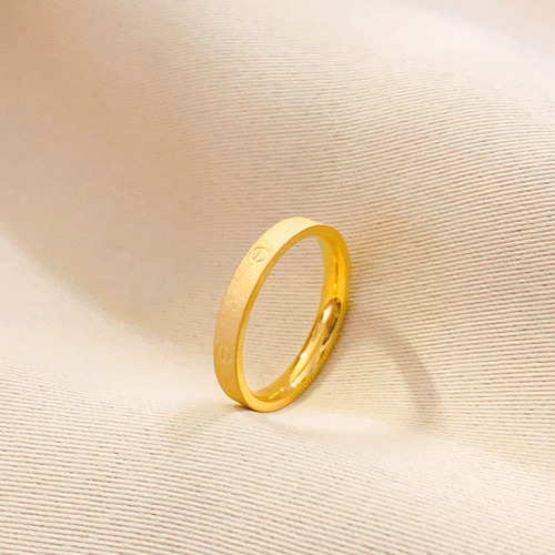 Ancient Craft Heritage Sandblasted Titanium Steel Non-Fading Ring for Men and Women, Simple Classic Plain Band Ring, New Chinese Style Couple's Ring