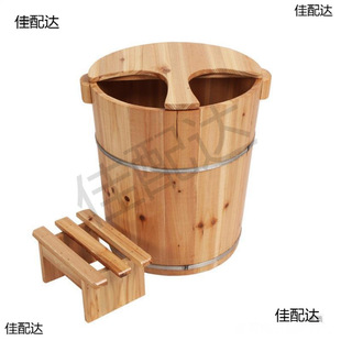 Traditional Xizang Foot Soaking Bucket with Lid, Wooden Foot Spa Basin for Foot Reflexology