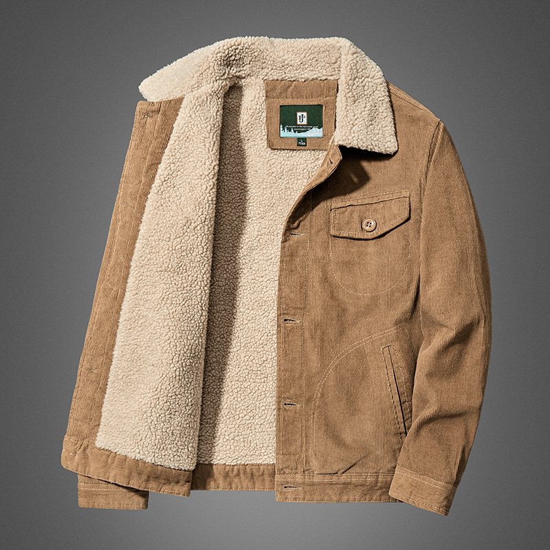 Chaqueta de pana de invierno para hombre abrigo cálido de algodón acolchado forrado de lana engrosada abrigo de algodón acolchado chaqueta de trabajo de papá 1852 1885