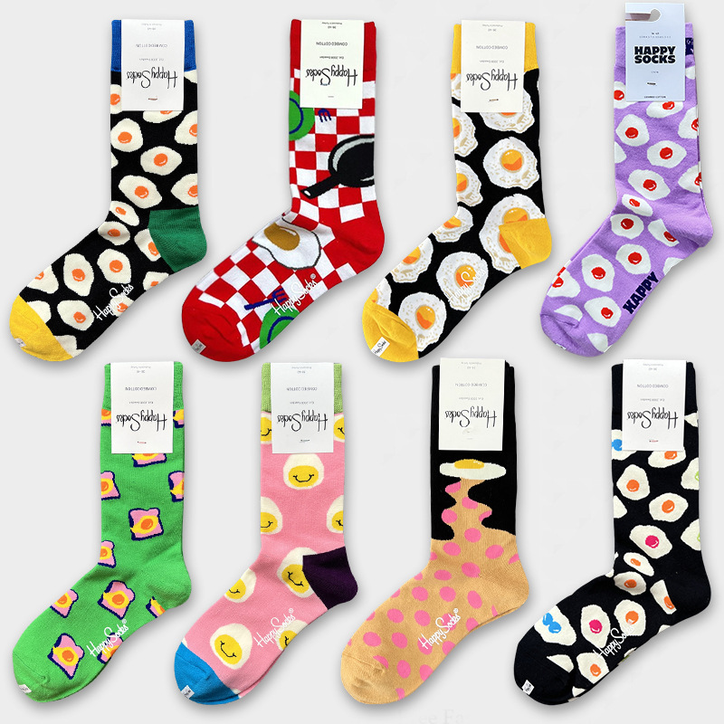 Hi leather socks European and American trend happy socks women's socks fashion personality street ins mid-tube women's fashionable socks spring and autumn