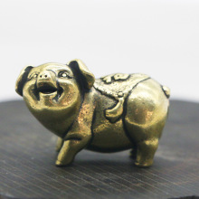 仿古纯铜小猪黄铜生肖猪小摆件铜手把件仿古铜微雕古玩铜器工艺品