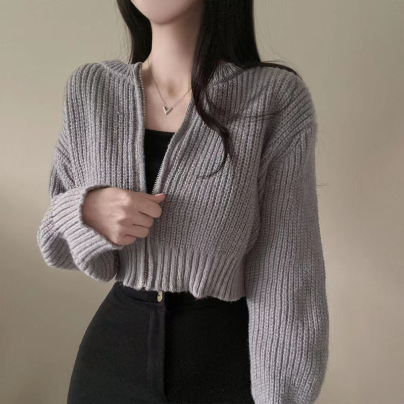 Designed Short Knitted Sweater Cardigan for Women in Spring & Fall, Small Waistcoat Blouse, Loose Lazy Style Shawl Jacket
