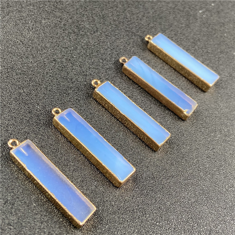 5g Weight Pendant Necklace Classification Polishing Design White, Purple Color Retro Rectangle Faceted Gemstone Wholesale Diy Material 6