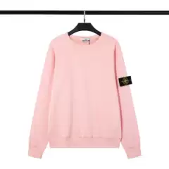 Cross-Border Classic Stone Stone Solid Color Crew Neck Badge Long-Sleeve Fleece Sweatshirt Unisex Couple Style