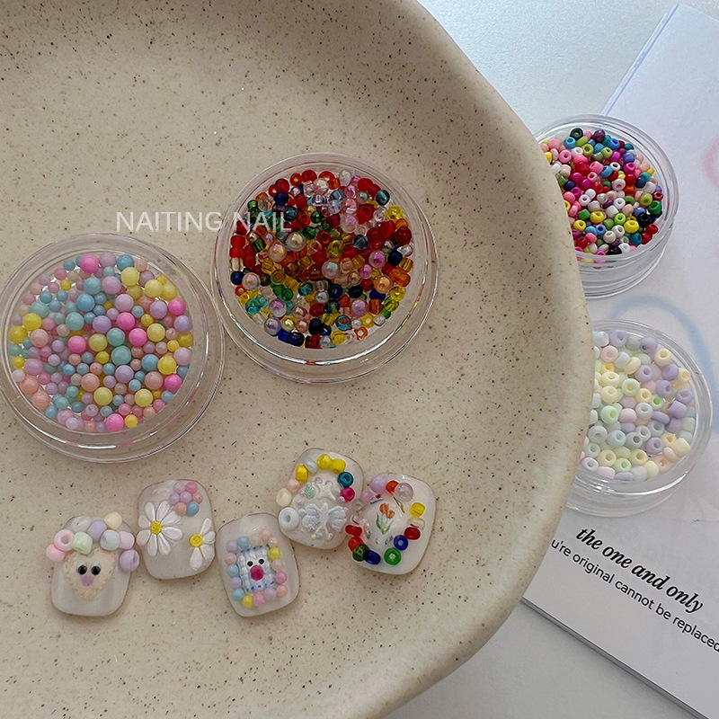 Fun Candy Color Rainbow Jelly Beans Bubble Beads Colorful Small Beads Round Beads Mixed Rice Beads Nail Decoration Materials Fun Candy Color Rainbow Jelly Beans Bubble Beads Colorful Small Beads Round Beads Mixed Rice Beads Nail Decoration Materials