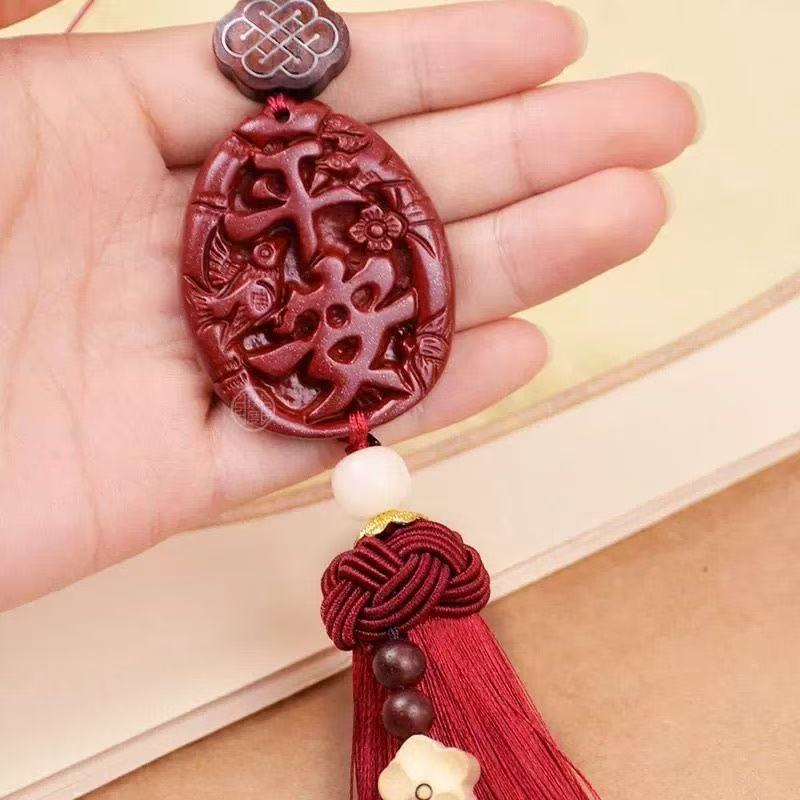 Car Pendant with Cinnabar for Safety, High-End Men's Car Hanging Ornament, Elegant Women's Car Interior Decoration, 2026 New Model