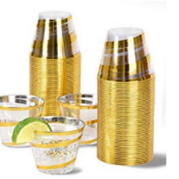 9oz oro patrón espiral plástico vino desechable taza comida occidental bebida aire PS Copa