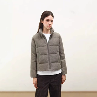 秋冬马海毛羊毛混纺金丝亮片95白鹅绒羽绒服短款面包服外套75917