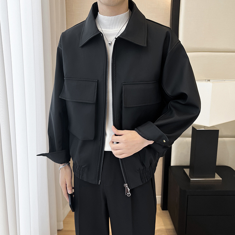 가을과 겨울 새로운 남성 하이 퀄리티 러피 잘 생긴 패션 트렌드 레저 오토바이 스타일 옷깃 가죽 코트 두꺼운 코트