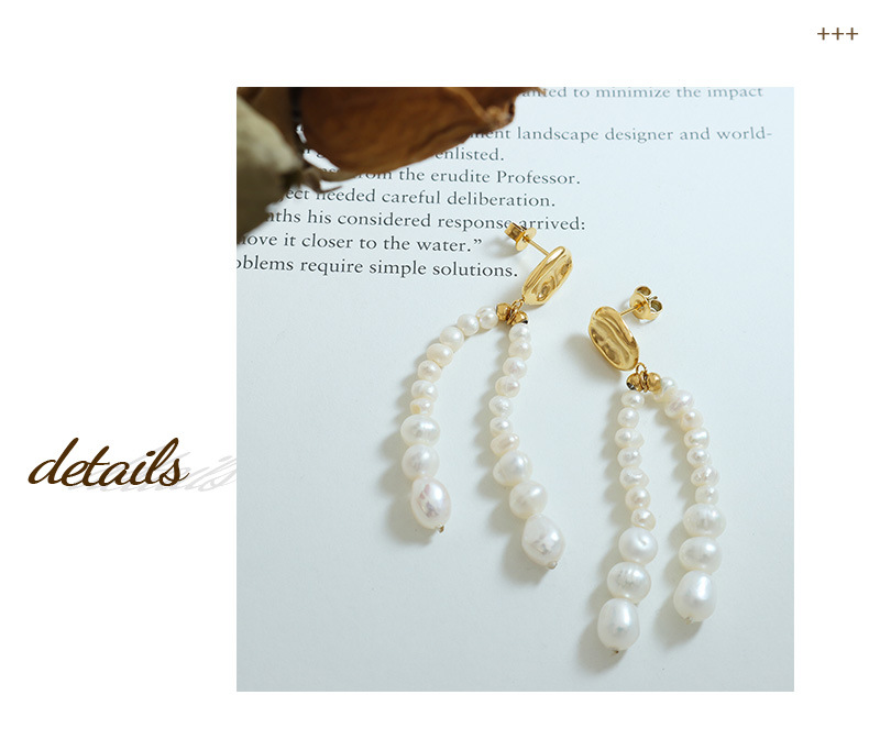 Fairy Style Solid Color Titanium Steel Beaded Pearl Plating Drop Earrings 1 Pair